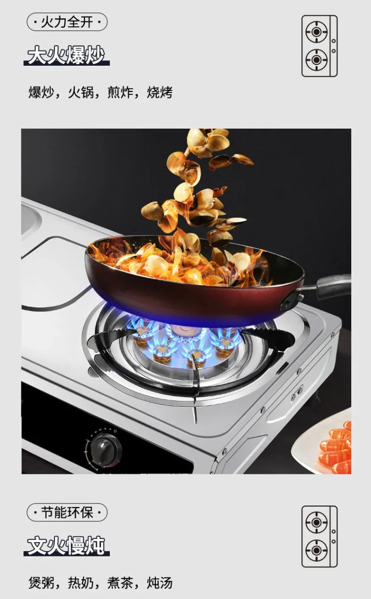 Double Burner Gas Stove Household Desktop LPG Natural Gas Energy Saving Old Style Stove abc