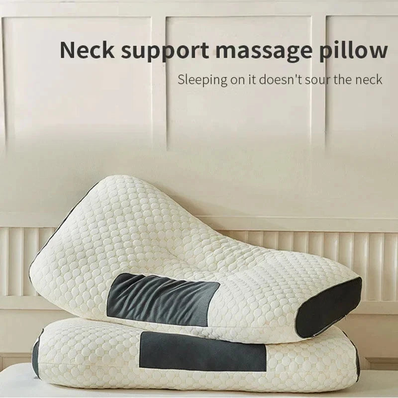 Cervical Orthopedic Almohada Neck Pillow, Soybean Fiber Massage Pillow for Sleep, Household SPA Neck Support, Comfortable Rest
