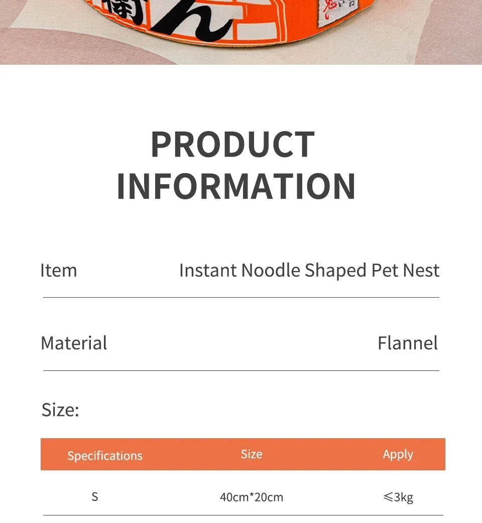 Red Pet Dog Cat House Kennel Super Large Instant Noodle Warm Dog Cat Nest Beds Cushion Udon Cup Noodle Pet Bed Cozy Nest