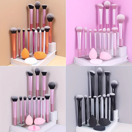 12pcs Multi-Functional Complete Makeup Brush Set: Loose Powder Brush, Blush Brush, Foundation Brush, Eyeshadow Brush, Blending B