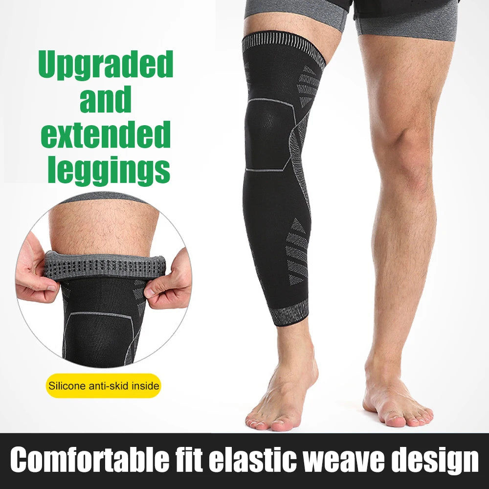 1Pair Full Leg Sleeve Long Compression Knee Brace Protect Leg for Men Women for Basketball Arthritis Cycling Sport Football
