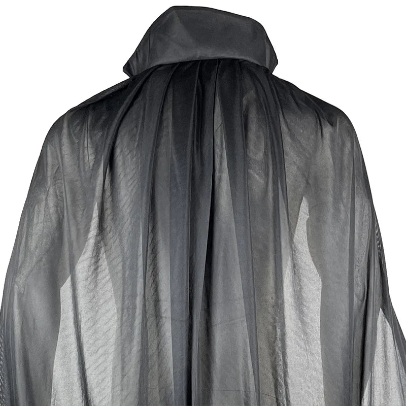 Sexy Halloween Costumes Woman Men Cosplay Hooded Cape Sheer Transparent Stand Collar Erotic Sex Costumes Stage Show Costumes