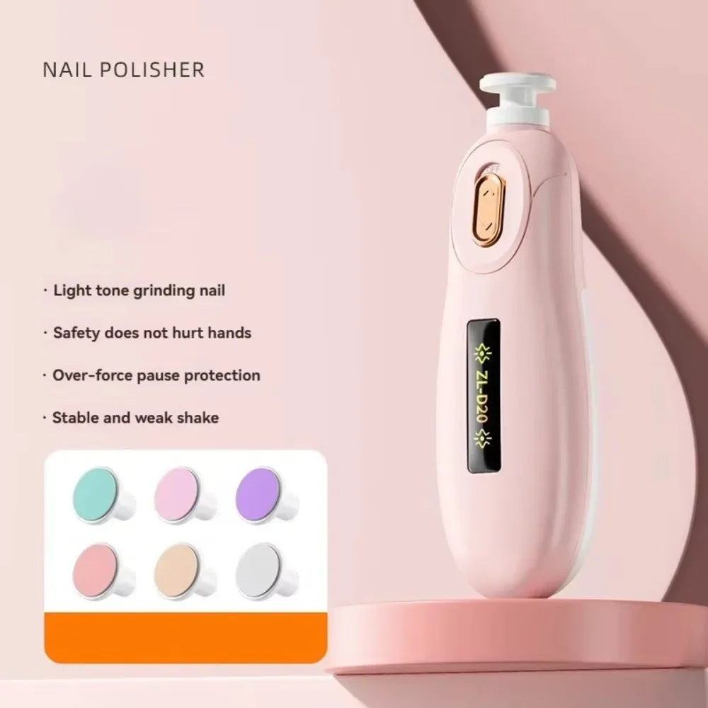 Electric Baby Nail Trimmer Safety 6 Grinding Heads Baby Nail Grinder Silent Child's Newborn Nail Clippers Manicure Tool Set
