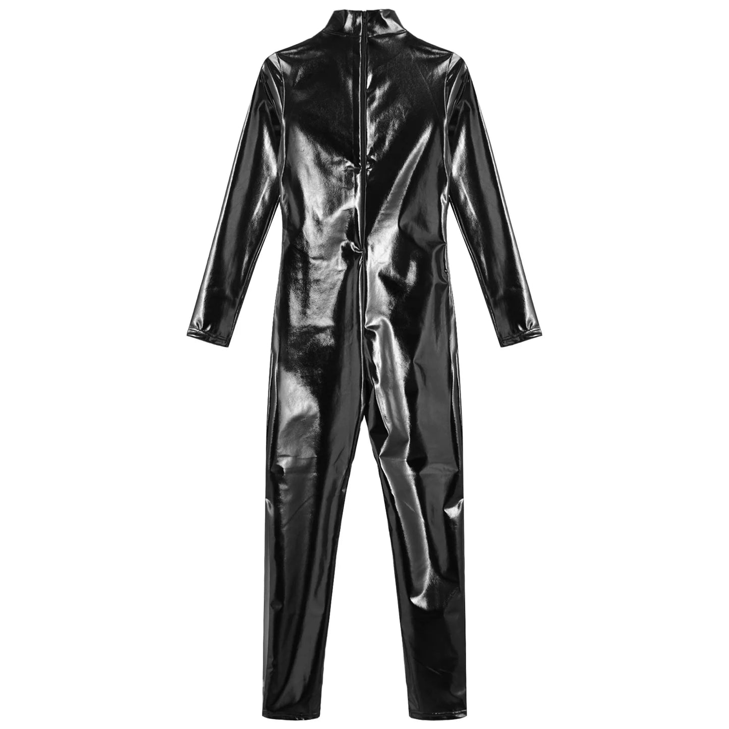 Kids Boys Girls Dance Metallic Jumpsuit Children's Gymnastics Bodysuit Performance Costume Long Sleeve Full Length Leotard