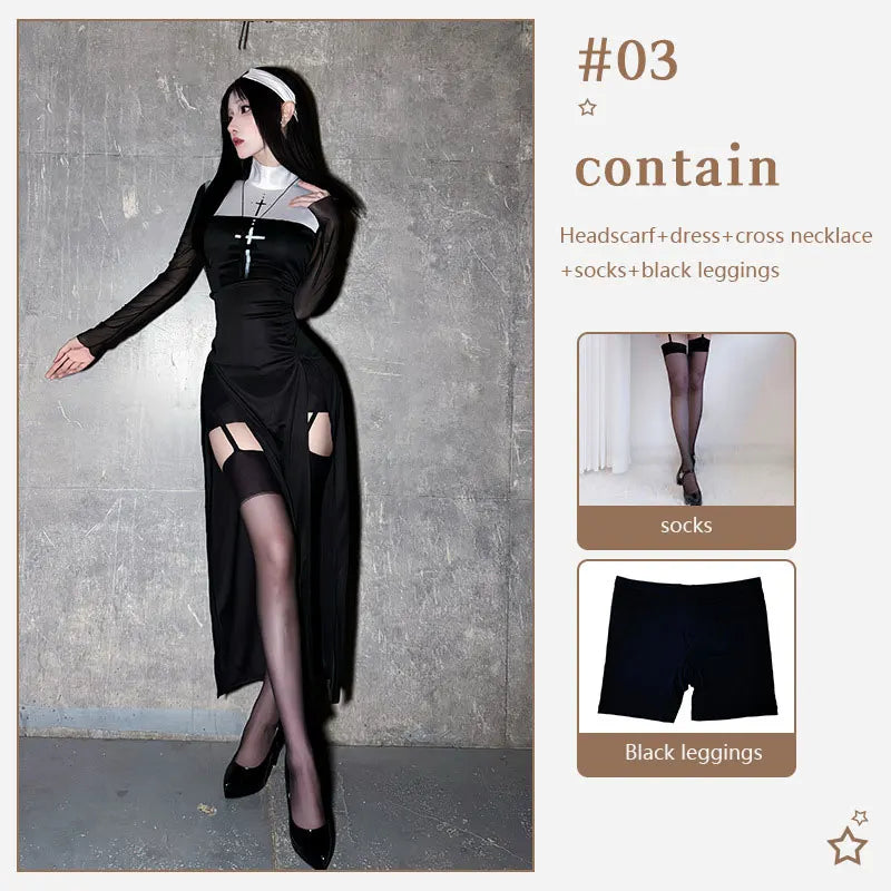 2026 Halloween adult costume cosplay sexy nun costume Nun carnival cosplay performance costume