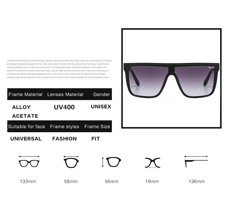 Brand Fashion Sunglasses Women Men Design Square Quay Sun Glasses for Women Retro Nightfall Female Shades Gafas Oculos UV400