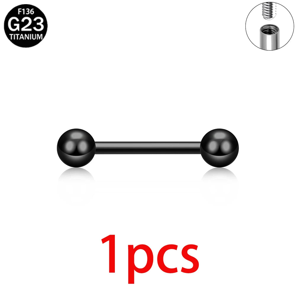 1/5/10pcs Titanium Tongue Ring Piercings External Threaded Industrial Barbell Tongue Bar Tragus Helix Ear Piercing Body Jewelry