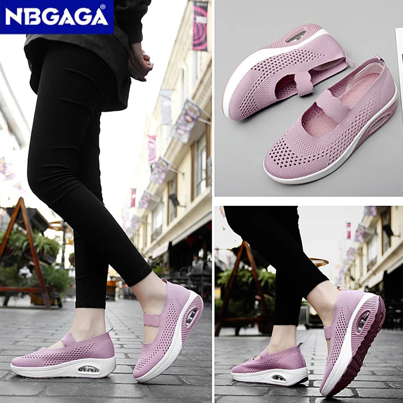 Solid Color Women Walking Shoes Air Cushion Non Slip Orthopedic Shoes Ladies' Casual Mother's Shoes Slip-On Lazy Loafers Sneaker
