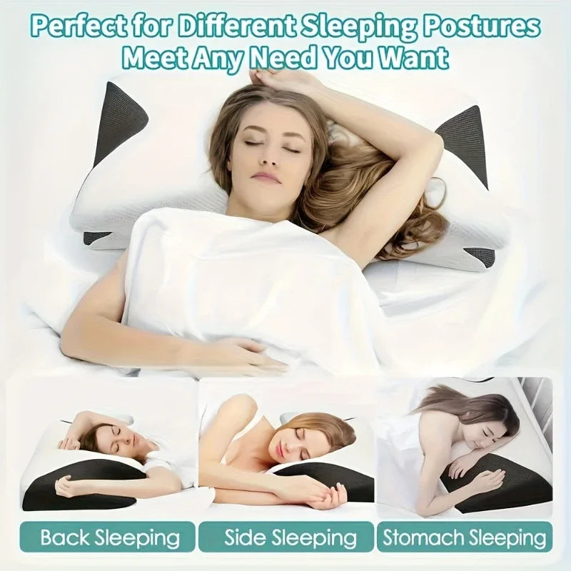 Ergonomic Contoured Neck Horn Pillow - Soft Yet Firm Support for All Sleep Positions, Side/Back/Stomach Sleepers Shoulder Relief