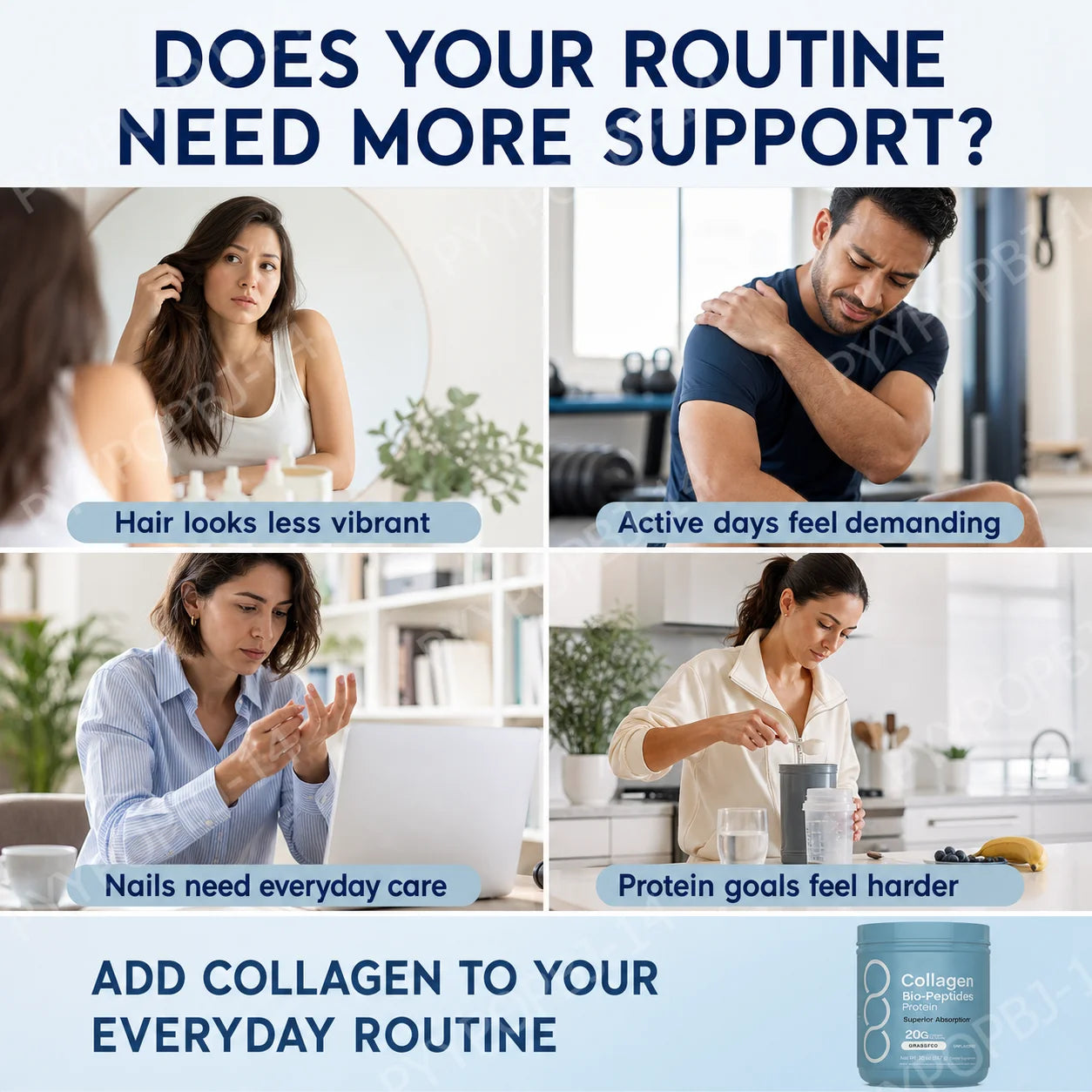 Collagen Peptides Powder 20g Per Serving, 18g Protein, Grass-Fed Bovine, Unflavored Daily Beauty Active Lifestyle Support, 567g