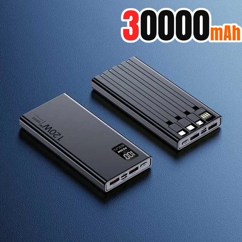500000mAh Power Bank Built 4 Cables Large Capacity Super Fast Charging Portable External Battery for iPhone Huawei New