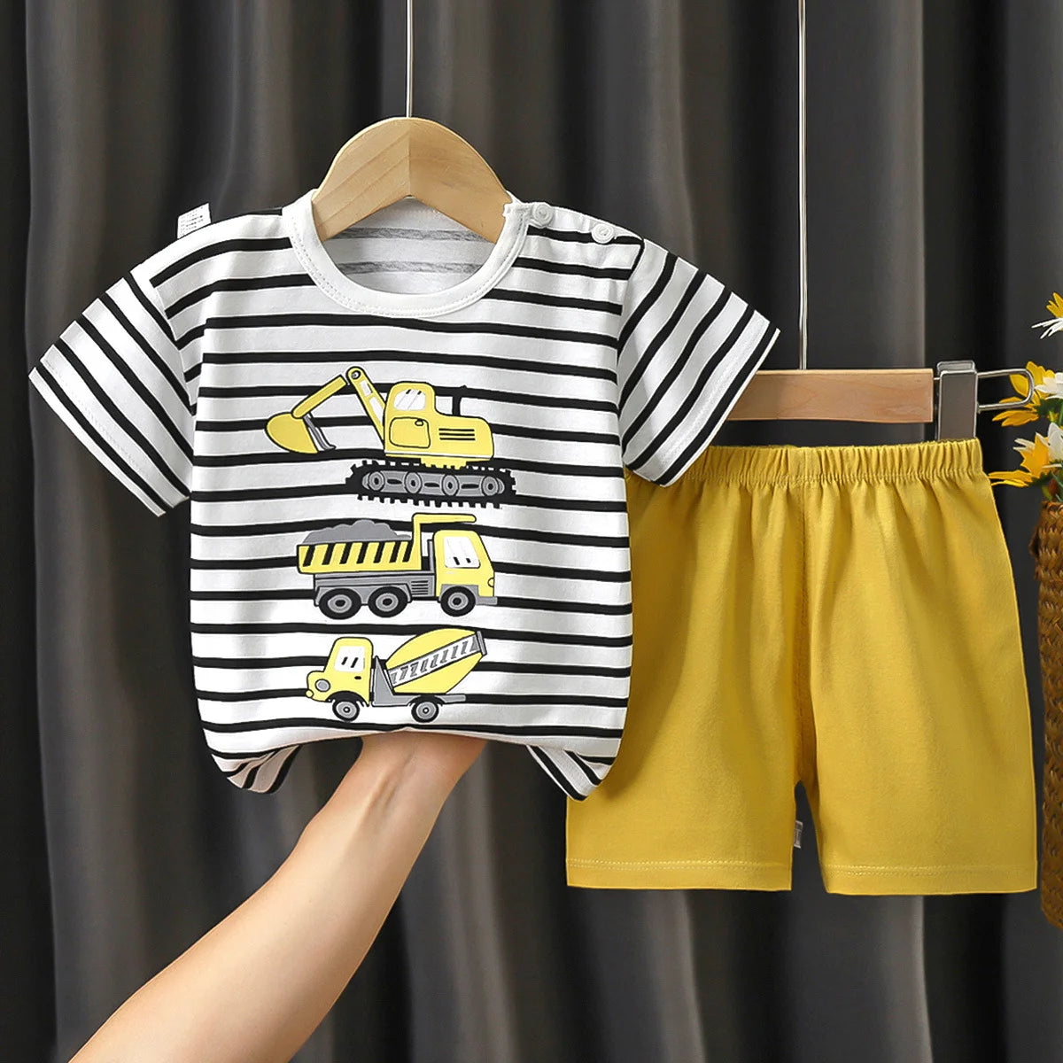 0-3Y Boys Clothing Sets Summer Cotton Short Sleeve Print T-shirts+Elasctic Shorts Kids Clothes Casual Clothing Sets for Toddler