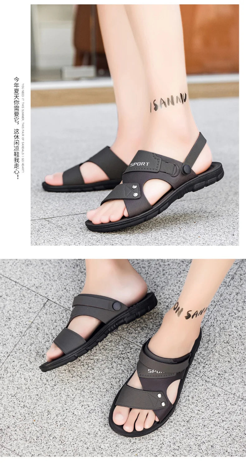 Summer Men's Sandals Fashion Beach Shoes For Men Classic Leather Slipper Male Outdoor Casual Leather Sandals Men