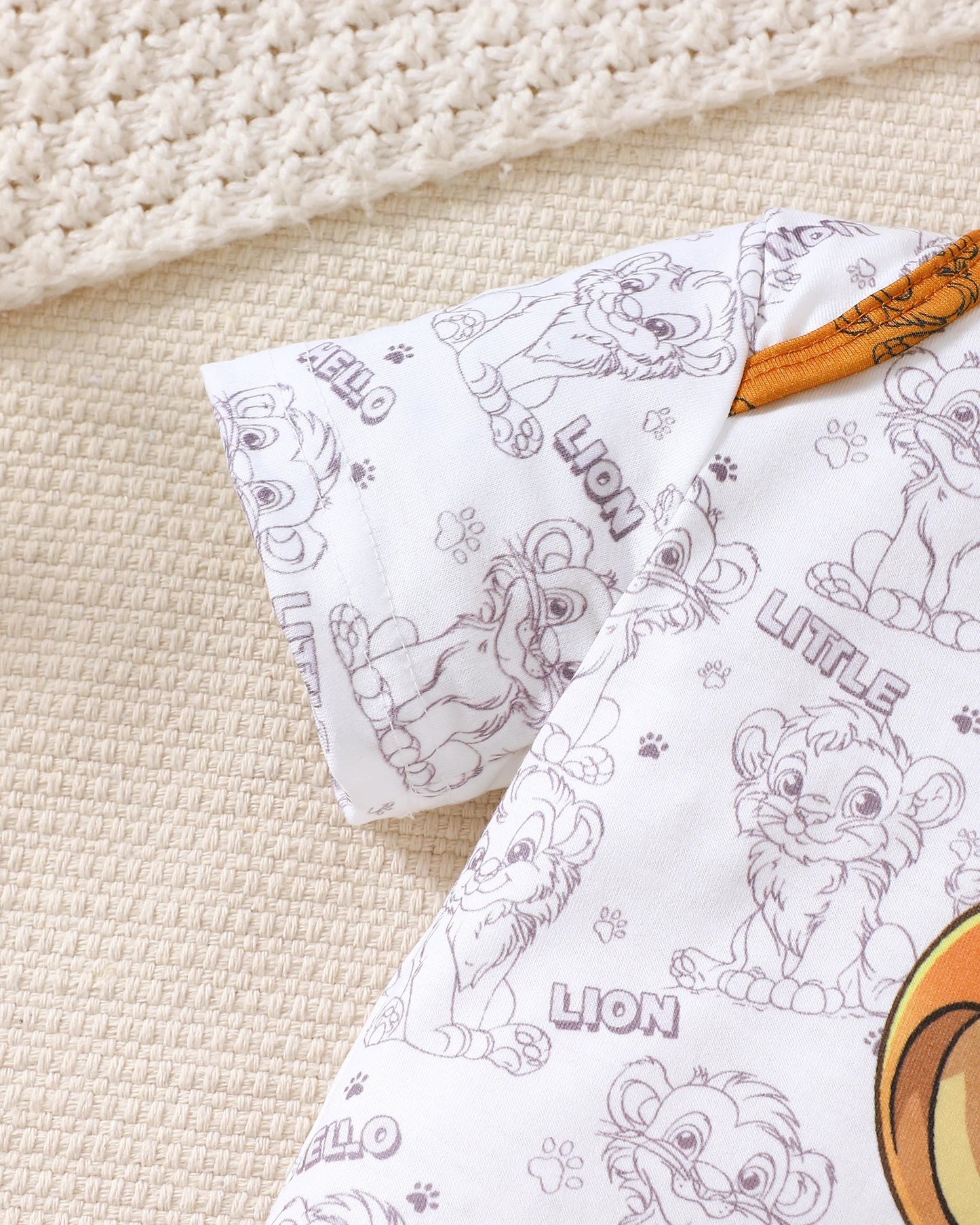 3Pcs Baby Boy Summer Set Cartoon Lion Full Print Top, Pants, Hat Fashion Set 0-18 Months Newborn Baby Boy