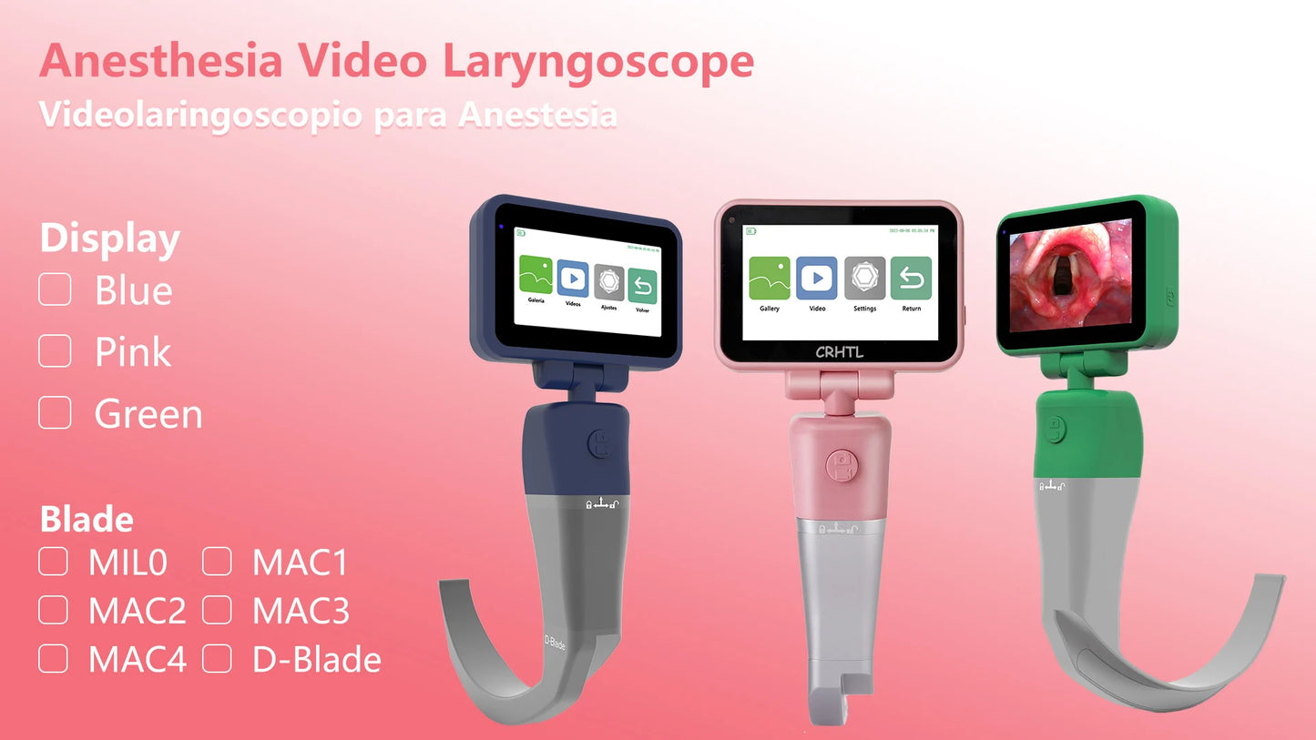 3.5" Touch Screen Video Laryngoscope for Anesthesia, 6 Blades Optional & Customizable Combination
