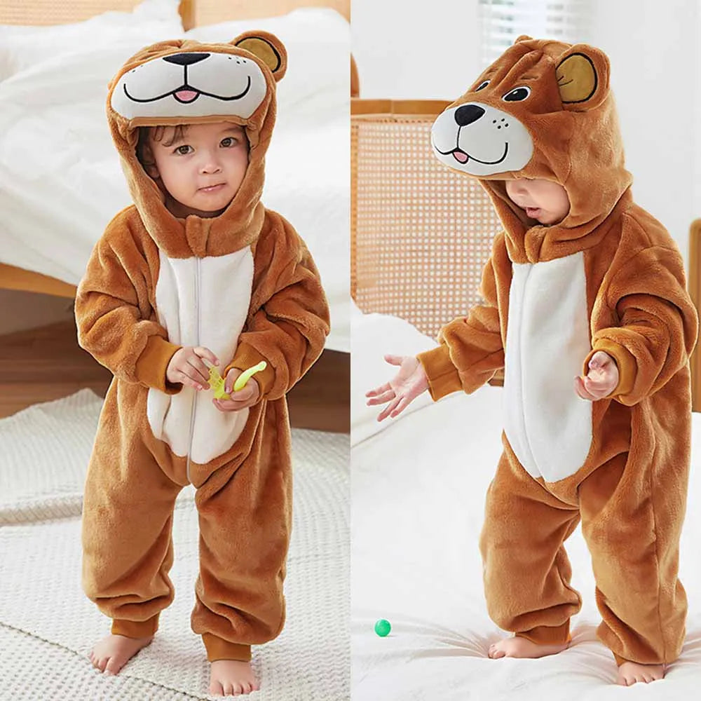 Autumn Winter Cartoon Style Winter Long Sleeve Baby Boys Girls Rompers Toddler Kids Playsuit Jumpsuits Baby Clothes Child Onesie