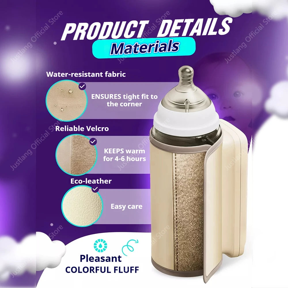 AiQUE Baby Milk Warmer USB Charging Mixer Portable Baby Bottle Warmer Stainless Steel ABS  Heat Up to 55℃ Cordless for Travel