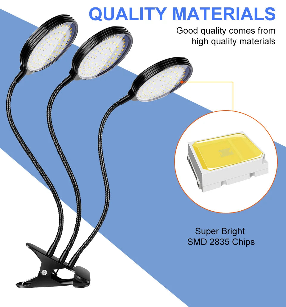 Full Spectrum LED Grow Light USB Plant Fill Lamp 5V Dimmable Timing Auto On/Off Indoor  Seeds Hydroponics Vegs Cultivation Lamps