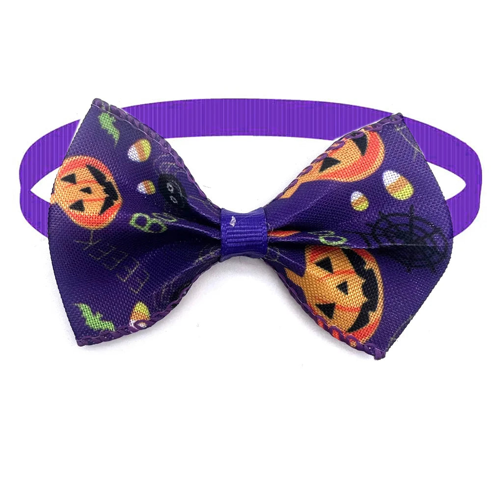 30/50 Pcs Holiday Pet Dog Bow Ties Puppy Halloween Collar Dog Bow Tie Design Puppy Collar for Small Dog Cat Grooming Products