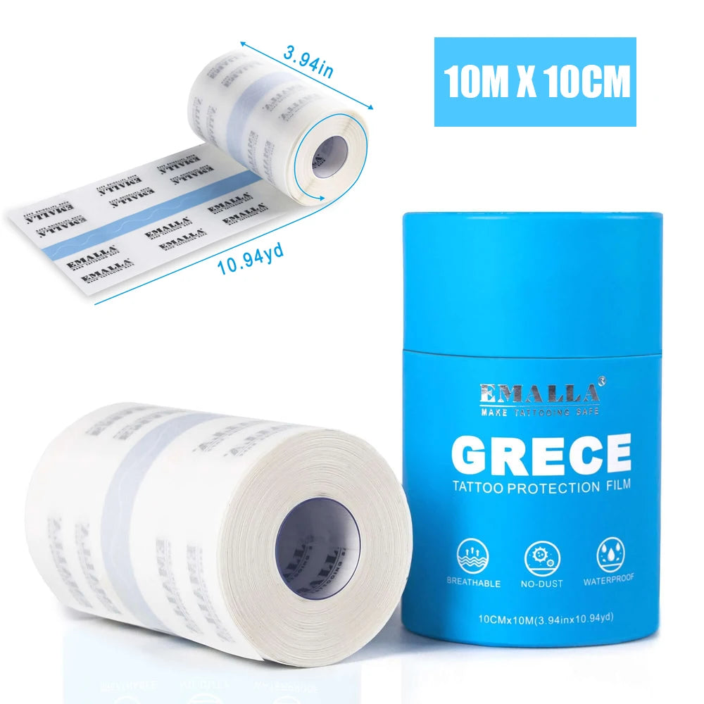 EMALLA GRECE Premium Tattoo Protection Film PU Tape for Aftercare Protective Skin Healing Tattoo Adhesive Bandages Repair