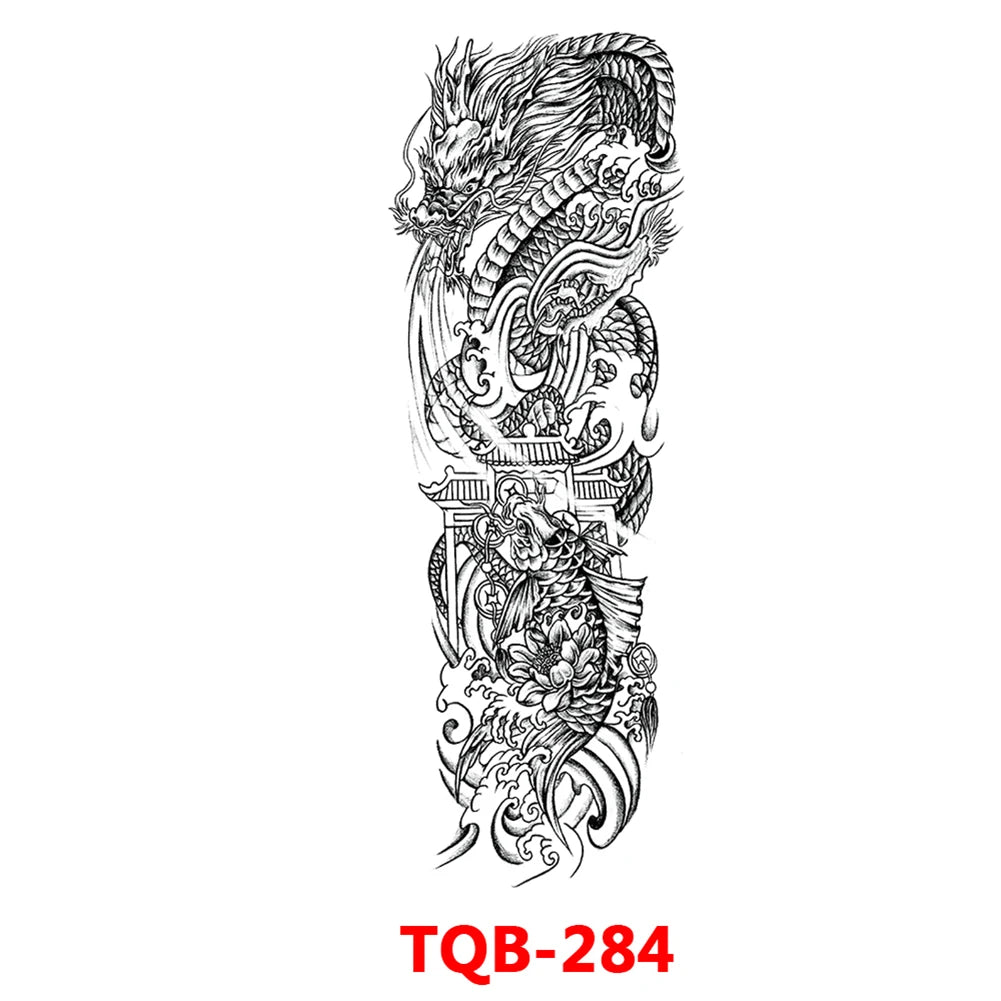 Full-arm Tattoo Stickers With The Crown Of The Virgin Of Jesus And Lion Waterproof Tattoo Stickers