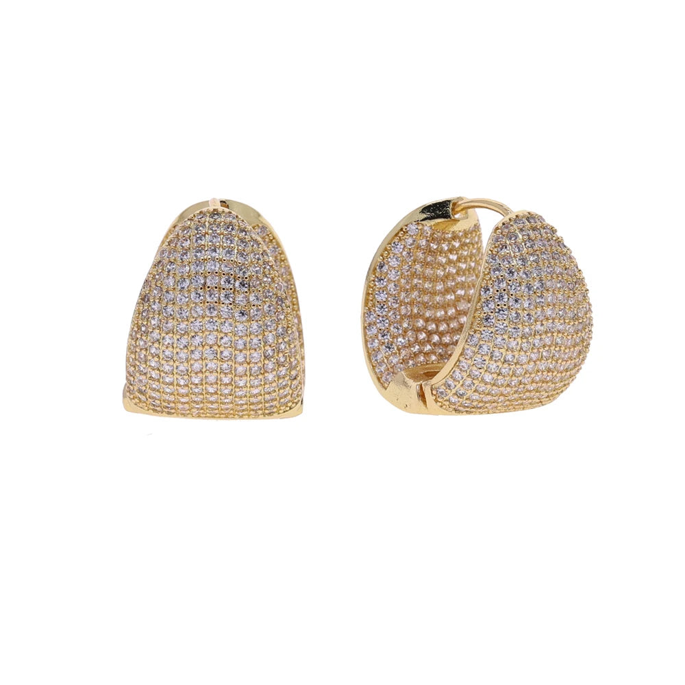 2025 New Arrived Classic Women Fashion Jewelry Full Micro Paved Sparking CZ Curved Waterdrop Shaped Huggie Hoop Earring