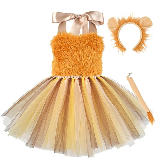 Halloween Lion Costume for Girls - Versatile, Playful, and Adorable Party Dress for Children's Stage Performances Animal Costume