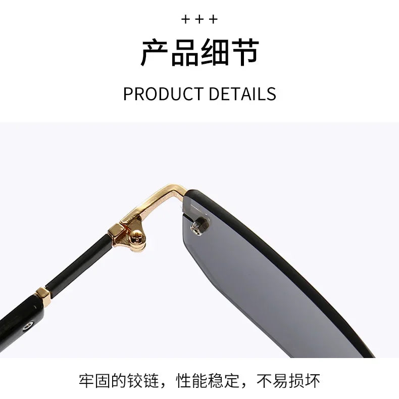 Rimless Sexy Sunglasses Rectangle Fashion Popular Women Men Shades Small Sun Glasses for Female Male Traveling Oculos