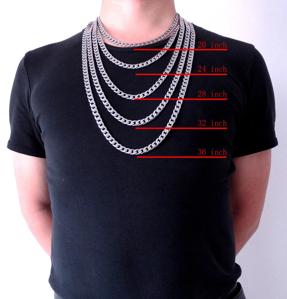 Stainless Steel Necklace  6/8/12mm Width Customize Length Men Curb Cuban Link Chain Punk Fashion Jewelry Factory Drop Shipping
