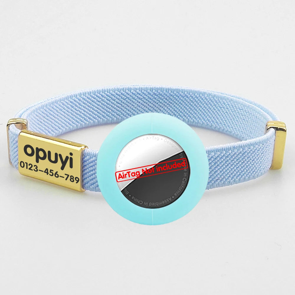 Cute Breakaway Cat Collar with Customized Name Tag Elastic GPS Tracker Kitten Collar with Air Tag Holder Adjustable Pets Collars
