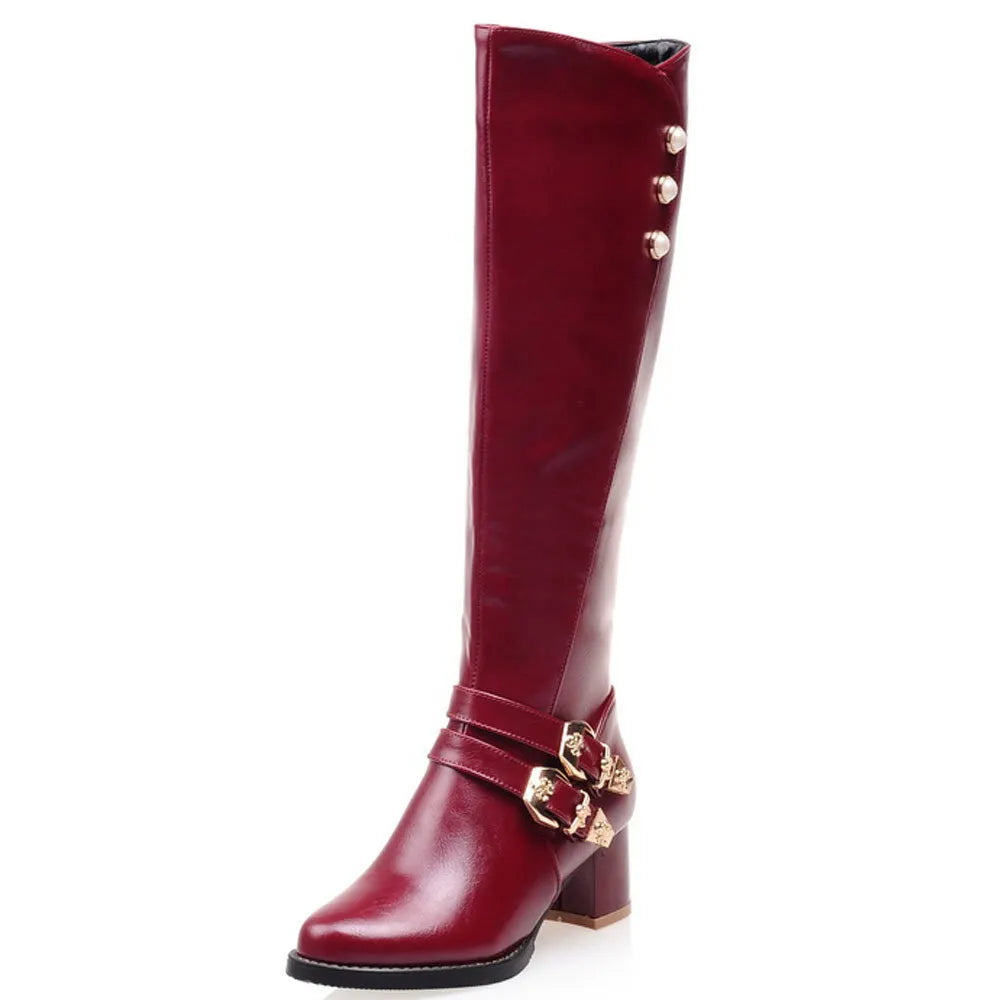 Women's Rubber Boots Female Shoes Zipper Sexy Thigh High Heels High Sexy Round Toe Winter Footwear Rain Ladies Leather Over-the-
