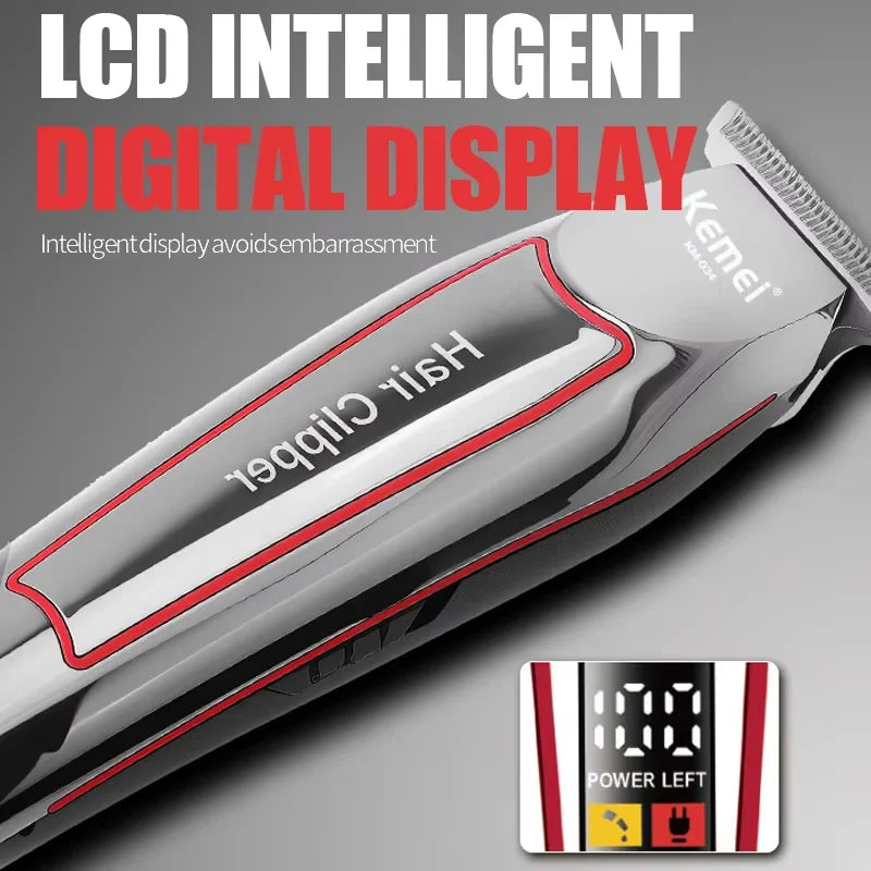 Kemei KM-034 KM-032 Professional Hair Trimmer Men's Electric Beard Trimmer LCD Display Hair Clipper Haircut Set