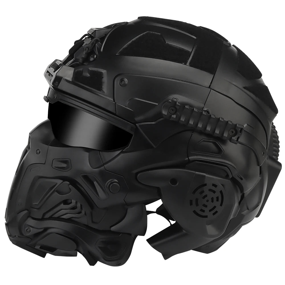 Militar Helmet FAST Helmet Built-in Communication Headset Anti-fog Fan W-Ronin Assault Helmet Detachable Mask Replacement Lens