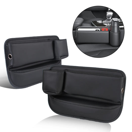 Auto Console Side Storage Box Pu Leather Car Seat Gap Organizer with Cup Holder for Cellphones Car Interior Accessories