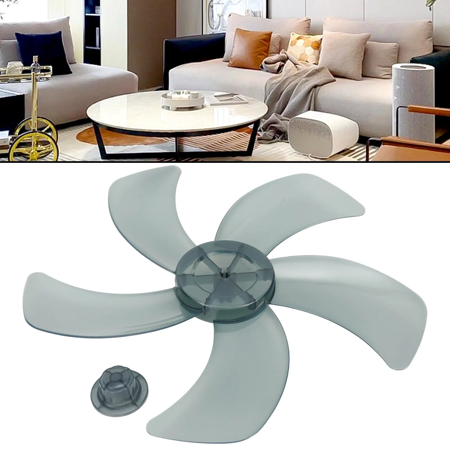 16 Inch Five Leaf Replacement Fan Blade With Nut Cover For Stand Fans And Desk Fans Plastic Material For Household Use