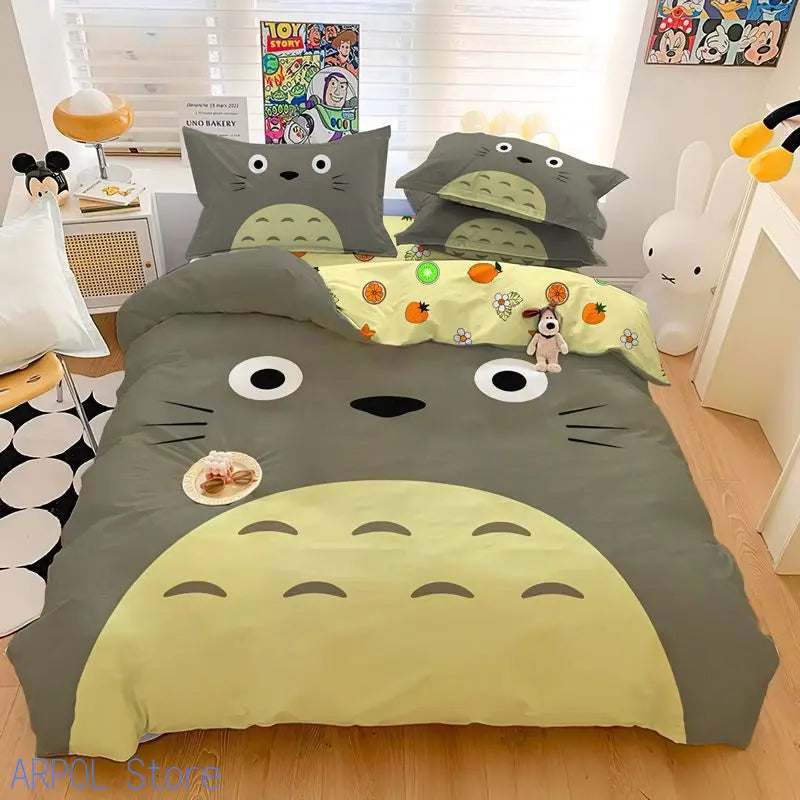 3D Exquisite Cartoon Print Duvet Cover My Neighbor T-Totoro Bedding Set Comforter Bed Youth Home Decor Kids Boys Girls Gift
