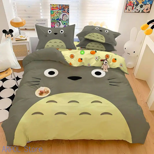 3D Exquisite Cartoon Print Duvet Cover My Neighbor T-Totoro Bedding Set Comforter Bed Youth Home Decor Kids Boys Girls Gift