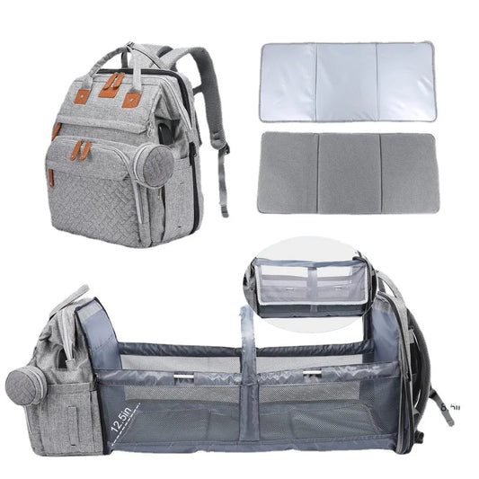 Mommy Diaper Bags Baby Bed Mother Large Capacity Nappy Milk Bottle Backpacks with Changing Mat Convenient Baby Nursing Bags