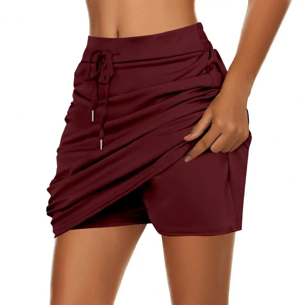 Women Golf Tennis Skort with Inner Shorts High Waist Wide Waistband Solid Athletic Skirt Sports Inner Bike Shorts Women Skort