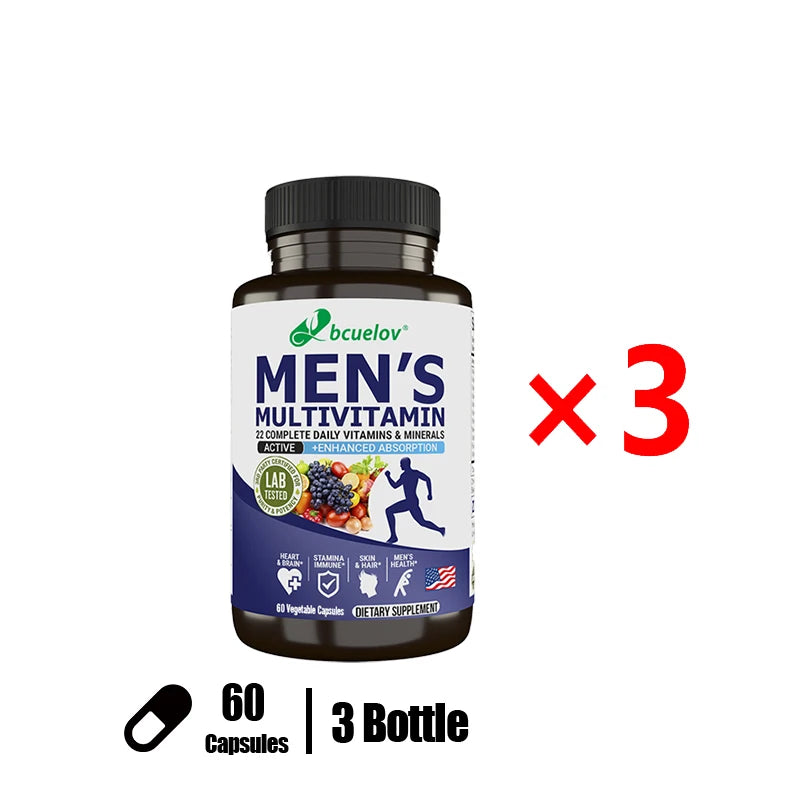 Men’s Multivitamin & Mineral Capsules, High Absorption Antioxidant Supplement for Energy, Immune, Bone, Skin & Overall Wellness