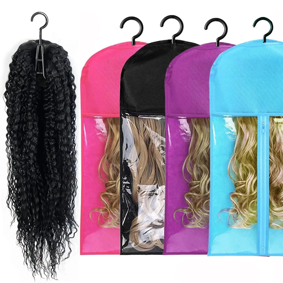 1/3/6pcs Premium Wig Storage Bags with Sturdy Metal Hangers - Black Transparent Design for Multiple Wigs & Hair Extensions