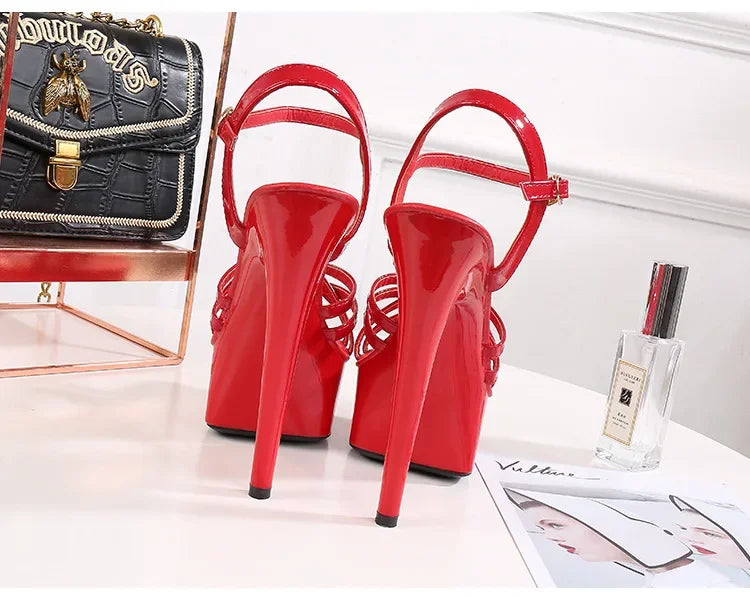High Heels Model Sexy Black Waterproof Platform 15cm Ultra High Heel Sandals Women Summer Show off Tool for Women Shoes