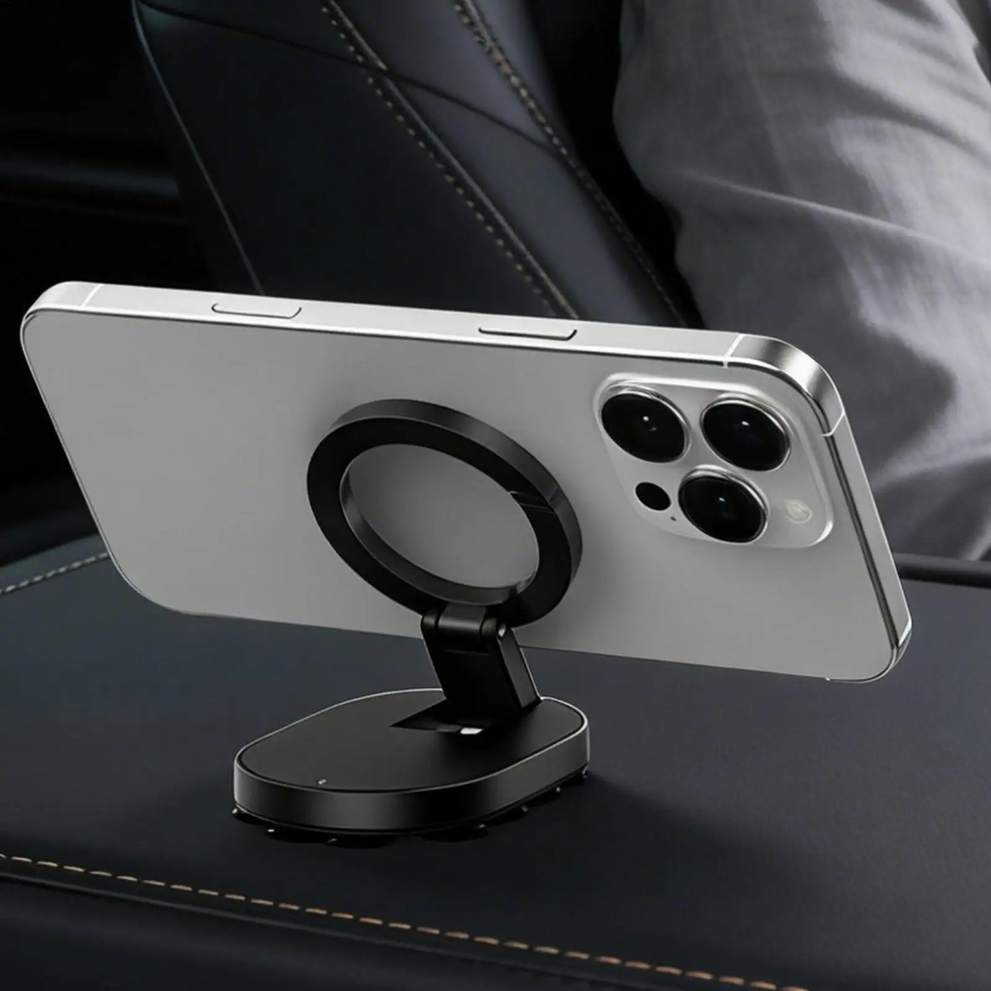 Magnetic Smartphone Desktop Stand With Suction Cup for iPhone Mini Pocket Stand for Glass Windows Laptop 360 Degree Adjustable