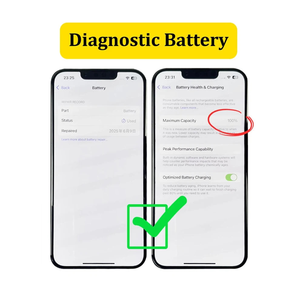 5Pcs/lot Diagnostic Battery For iPhone 12 14 13mini 15ProMax Show Genuine Parts 100% Healthy No Need Older BMS No Message Pop Up