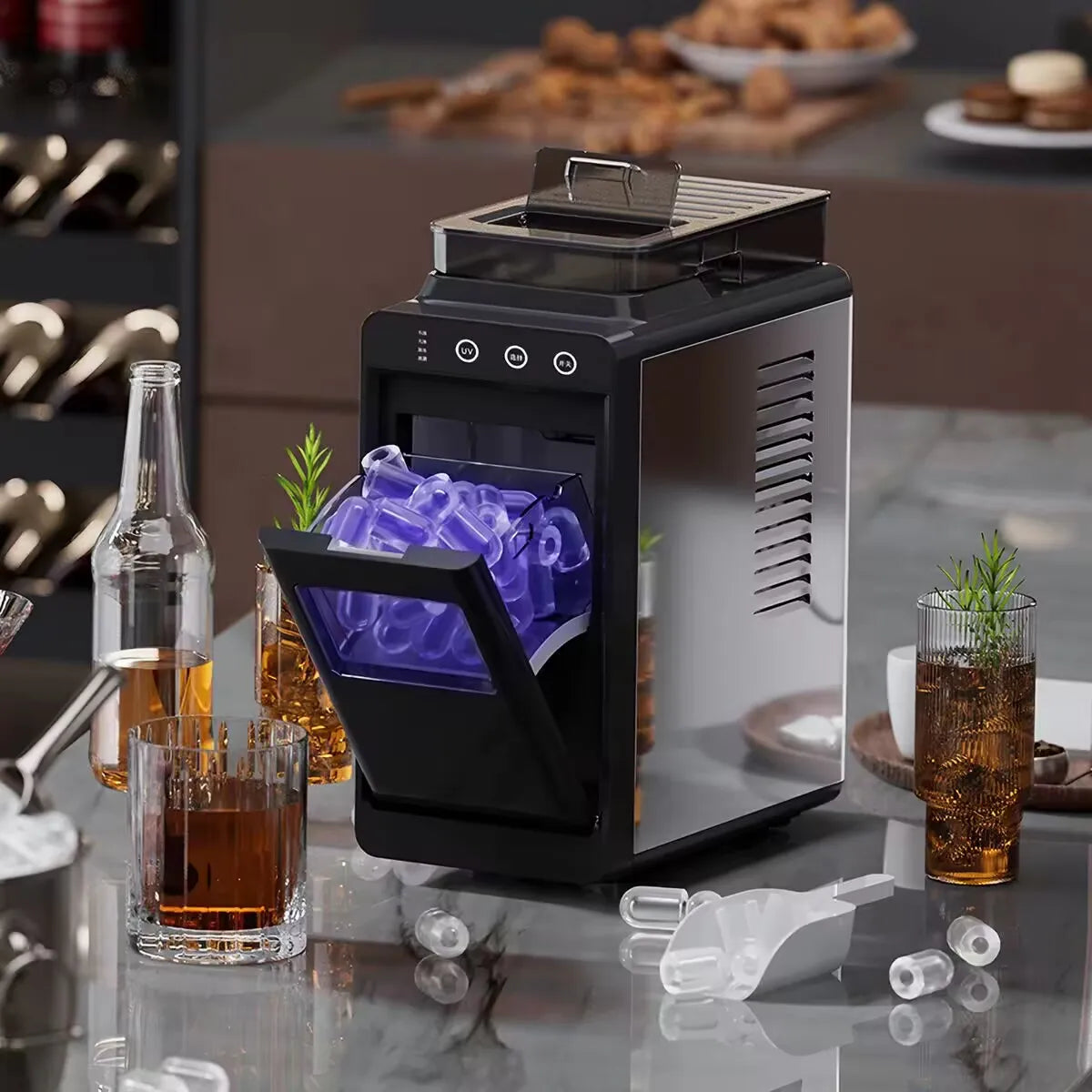 15KG Automatic Ice Maker Machine Compact Mini for Dorm/Office/Home Fast 8-Minute Round Ice Production  Energy-Saving Quiet