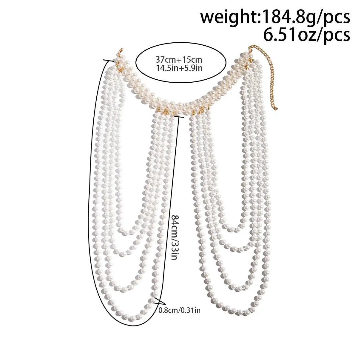Lacteo Elegant Temperament Imitation Pearl Shawl Shoulder Chain Necklace Women Romantic Wedding Banquet Jewelry Accessories