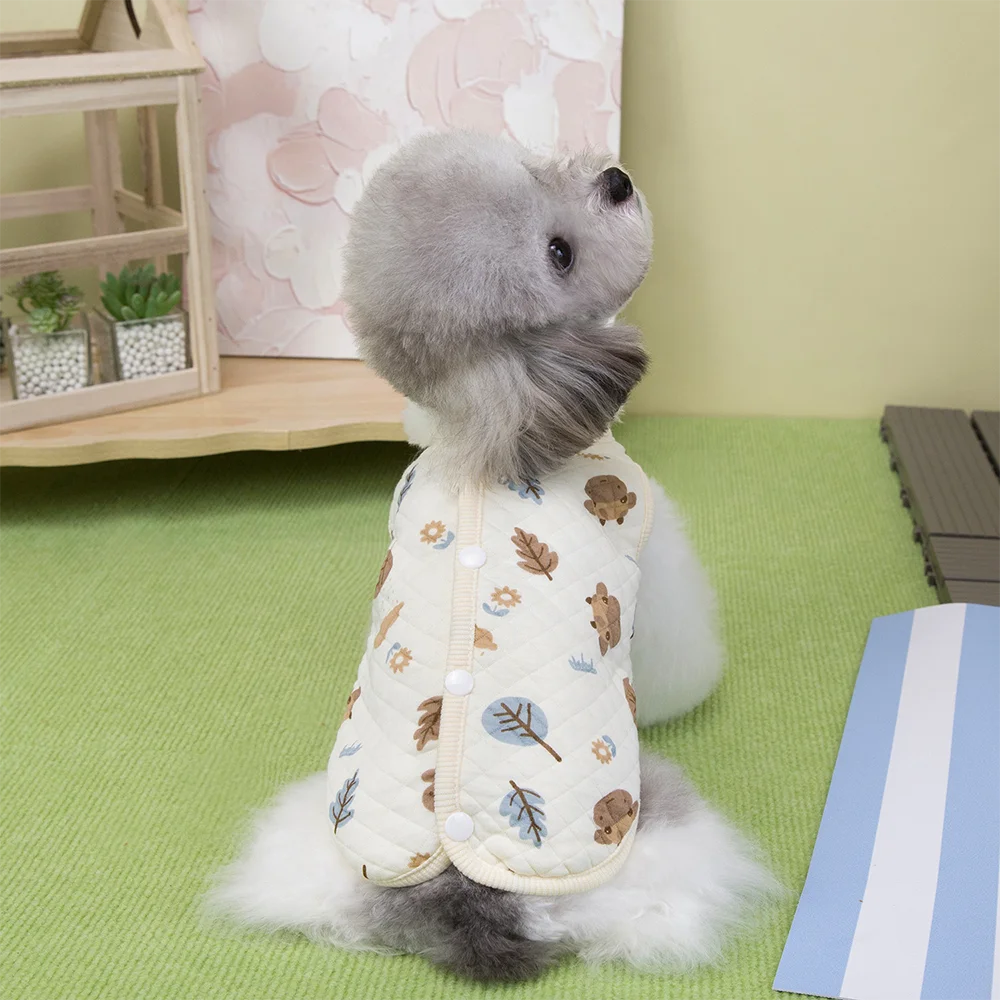 Cotton Pet Open Cardigan For Small Medium Dogs Cats Winter Warm Dog Clothes Teddy Bichon Cute Dogs Vest Pet Apparel
