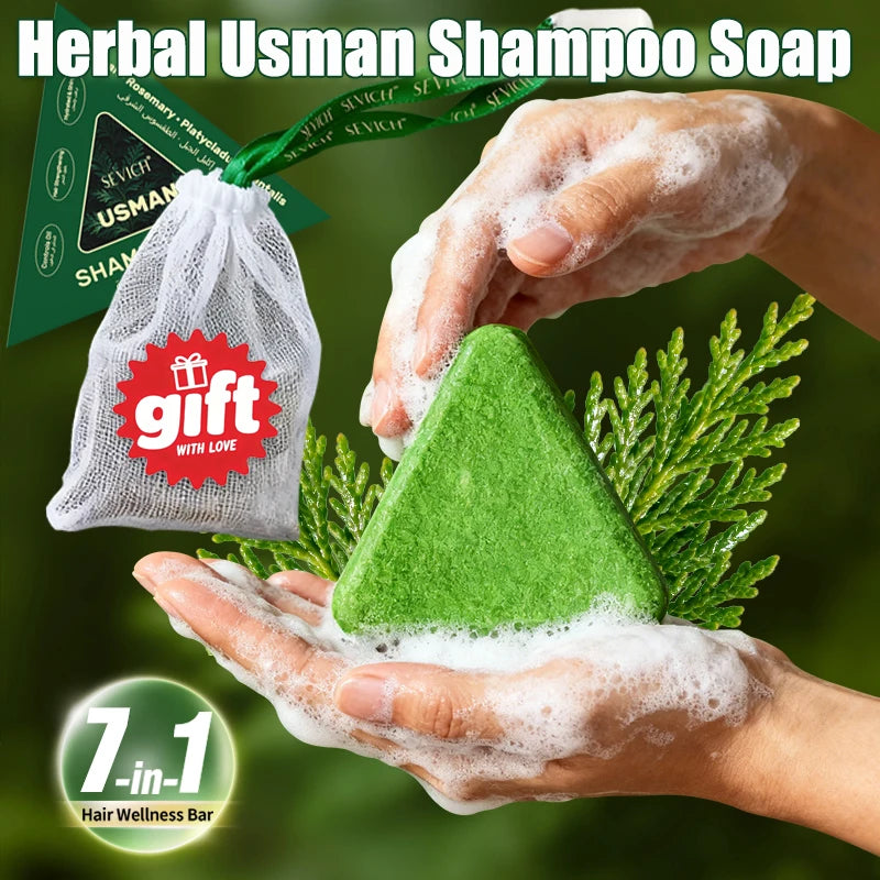 120g Usman Grass Soap Natural Herbal Hair loss treatment Strengthen Hair Roots Growth Shampoo Bar Solid Shampoo Bar Hair Care