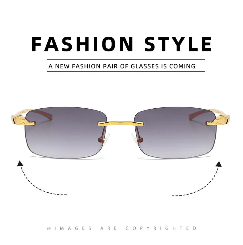 Fashion Vintage Rimless Square Sunglasses Women Men Luxury Brand Designer Popular Travel Driving Metal Small Sun Glasses
