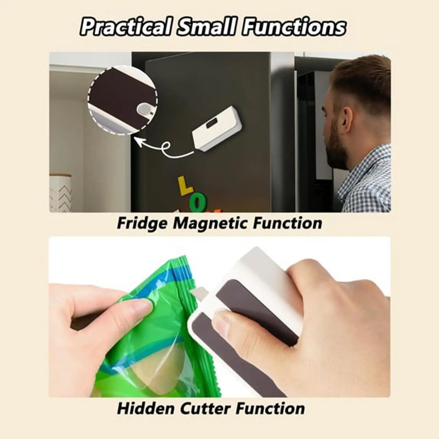 6-Mode Rechargeable Magnetic with Cutter Mini Sealer Electric Handheld Sealer Machine for Home Kitchen Restaurant Snack Chip